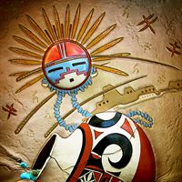 Sun Face Kasina - pictorial leather sculpture by Roger Kull