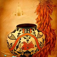 Acoma Legacy - Pictorial Leather Sculpture by Roger Kull