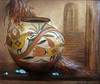 A Santa Fe Gathering by Roger Kull - Pictorial Leather Sculpture