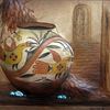 A Santa Fe Gathering by Roger Kull - Pictorial Leather Sculpture