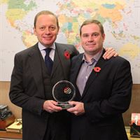 The Travel Corporation President & Chief Executive, Brett Tollman, with President of The Travel Corporation, Canada, Jeff Element, after accepting the award.