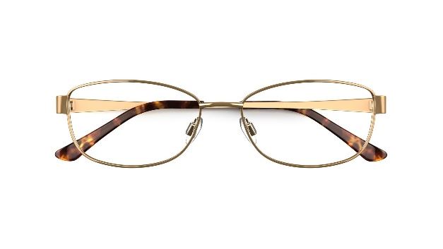A pair of glasses with a pair of gold rimmed glasses
AI-generated content may be incorrect.