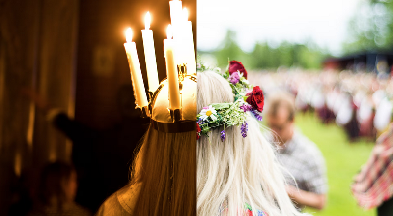 A person with flowers and candles on her head

AI-generated content may be incorrect.