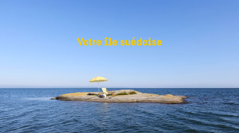 Une chaise sous un parasol sur Votre île suédoise