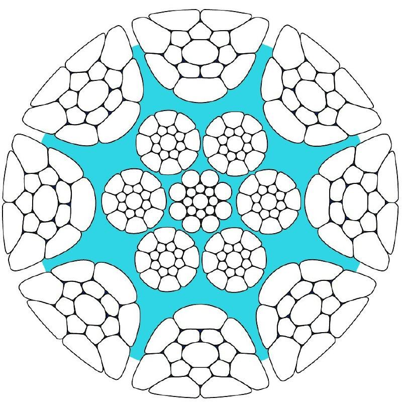 A circular pattern with many white and blue shapes
AI-generated content may be incorrect.