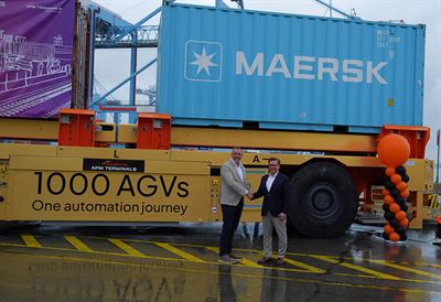 Konecranes and APM Terminals Maasvlakte II marked handover of Konecranes’ 1,000th automated guided v