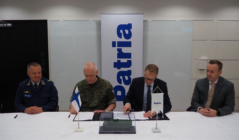 Pictured from left to right JuhaMatti Ylitalo Brigadier General Engineering Deputy Chief of FDF Logistics Command Tero Ylitalo Major General Chief of FDF Logistics Command Pekka Ruutu Executive Vice President Sustainment Solutions Patria and Mikko Kilpelinen VP Commercial Excellence Sustainment Solutions Patria