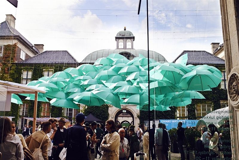 BIG umbrella installation in the courtyard of Charlottenborg, Chart: Image courtesy CHART ART FAIR/Oscar Meyer Agency for Culture