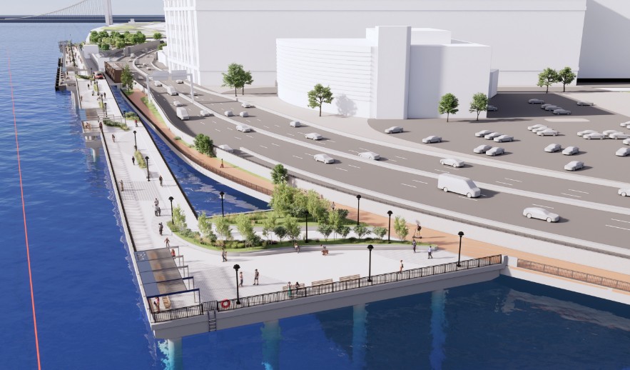 Skanska bygger ny förbindelse längs vattnet i New York, USA, för USD 163M, cirka 1,5 miljarder kronor
